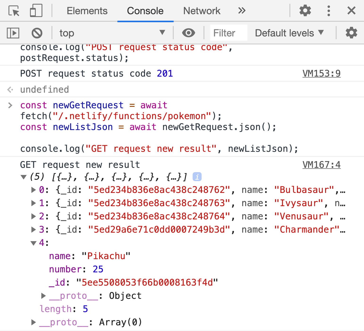 Making a POST request to add Pikachu to our DB