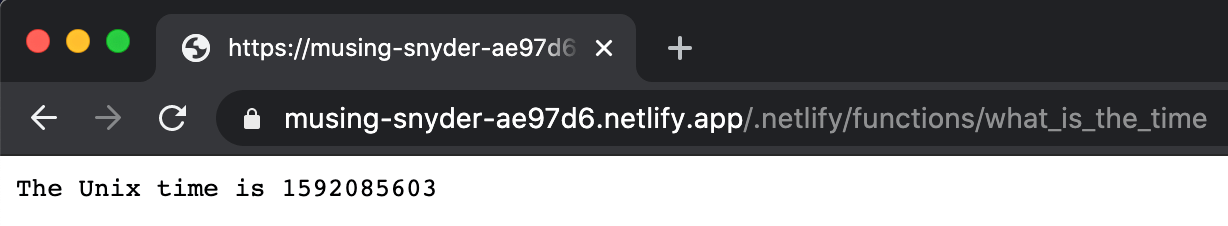 Our website showing us the current Unix time, from the server